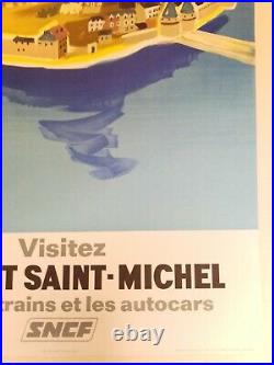 Affiche Villemot Sncf Mont saint Michel entoilée originale 1968