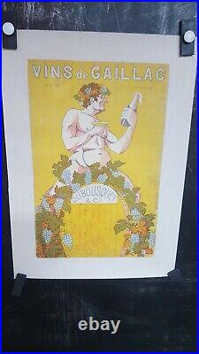 Affiche Vin De Gaillac Bacchus Sympa Annees 1930 Litho 37x24cm