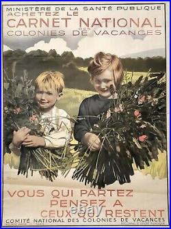 Affiche Vintage 1930 Carnet National des Colonies de Vacances/ Litho/ Original