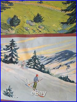 Affiche Vintage Poster Naurac Hôtel du Lioran Cantal Ski Chemin de Fer d'Orléans