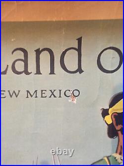 Affiche Vintage Poster Santa Fe Mexique Land Of Pueblos New Mexico Circa 1950