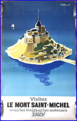 Affiche Vintage Poster Sncf Visitez Mont Saint Michel Villemot 1968