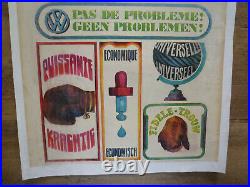 Affiche Volkswagen VW de 1970 entoilée illustrée par Yves Gilbert