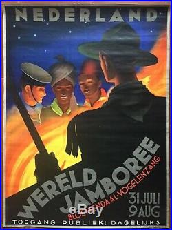 Affiche WERELD JAMBOREE NEDERLAND Scout Scoutisme JAN LAVIES 45x60cm 1937