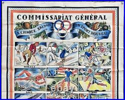 Affiche WW2 Commissariat Général aux Sports Hockey Ski Football Basket