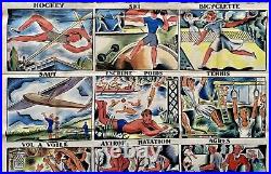 Affiche WW2 Commissariat Général aux Sports Hockey Ski Football Basket