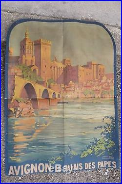 Affiche ancienne AVIGNON LE PALAIS DES PAPES 1922 94 x 72 cm