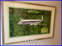 Affiche ancienne Air France Vickers Viscount Lucien Boucher Originale