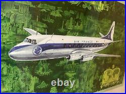 Affiche ancienne Air France Vickers Viscount Lucien Boucher Originale