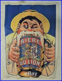 Affiche ancienne Bière du Lion par Ogé / Brasserie Richard Frères à Ivry