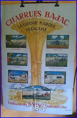 Affiche ancienne CHARRUE BAJAC/Agriculture ancienne / tracteur ancien