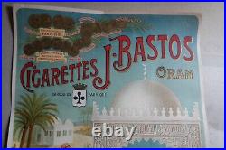 Affiche ancienne CIGARETTES J. BASTOS Oran Wetterwald Bordeaux