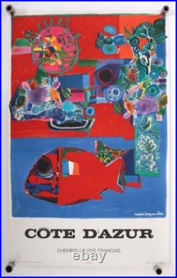 Affiche ancienne Chemins de fer français COTE D'AZUR SNCF Roger BEZOMBES