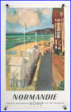 Affiche ancienne Chemins de fer français NORMANDIE SNCF René GENIS
