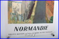 Affiche ancienne Chemins de fer français NORMANDIE SNCF René GENIS