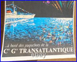 Affiche ancienne Compagnie Générale Transatlantique Paquebots /RS37