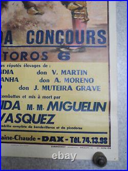 Affiche ancienne Corrida Dax 1973 old bullfight poster cartel antiguo plakat 70s
