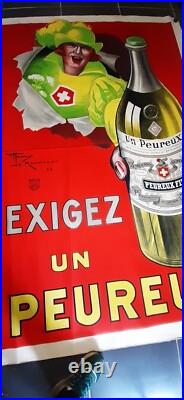 Affiche ancienne EXIGEZ UN PEUREUX Pastis Anis Bar Bistrot Apéritif 1925