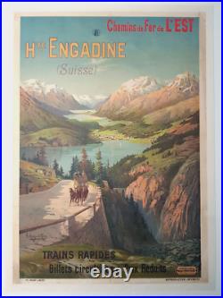 Affiche ancienne Engadine Suisse Hugo D'Alesi