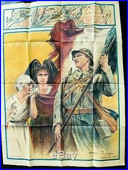 Affiche ancienne L AURORE de Henri Royer, soldat de 1914/18 et une alsacienne