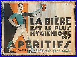 Affiche ancienne La bière est le plus hygiénique des apéritifs vers 1930