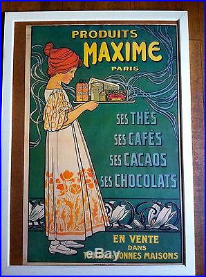 Affiche ancienne Mucha Art nouveau Maxime Paris publicité Wall