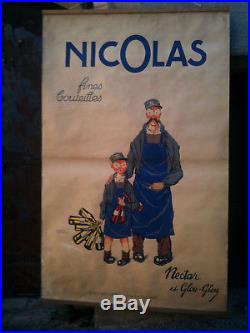 Affiche ancienne NICOLAS Nectar et Glouglou Poyet d'après DRANSY