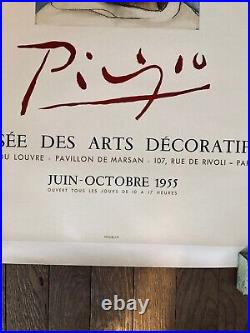 Affiche ancienne PICASSO Musee des arts décoratif 1955 ENTOILÉE MOURLOT