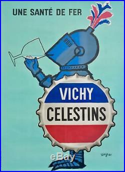 Affiche ancienne Raymond Savignac Vichy celestins entoilée Etat A+ 79 x 58 cm