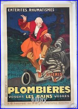 Affiche ancienne Tourisme PLOMBIERES-LES-BAINS Vosges JEAN D'YLEN Entoilée 1931