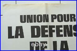 Affiche ancienne UNION POUR LA DEFENSE DE LA REPUBLIQUE UDR De Gaulle Mai 68