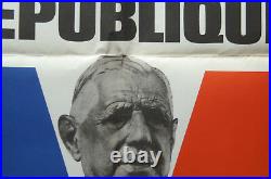 Affiche ancienne UNION POUR LA DEFENSE DE LA REPUBLIQUE UDR De Gaulle Mai 68