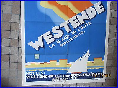 Affiche ancienne Westende la plage de l'Elite Belgique / André Dendal