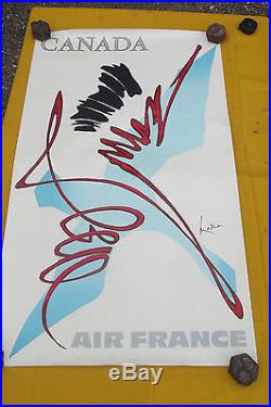 Affiche ancienne air france CANADA signé mathieu années 70