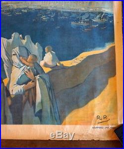 Affiche ancienne art deco 1920/30 pub emprunt algerie tunisie orientaliste R. 2