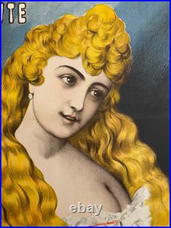 Affiche ancienne authentique HAIR FAVORITE -Vers 1900 -Imp Ch Levy -Entoilée