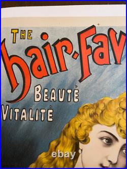 Affiche ancienne authentique HAIR FAVORITE -Vers 1900 -Imp Ch Levy -Entoilée