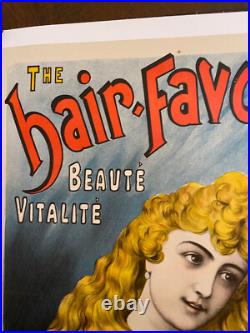 Affiche ancienne authentique HAIR FAVORITE -Vers 1900 -Imp Ch Levy -Entoilée