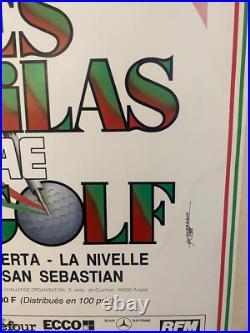 Affiche ancienne authentique Les Marilas du golf Pays BASQUE. Entoilée
