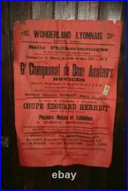 Affiche ancienne championnat de boxe Lyon 1918