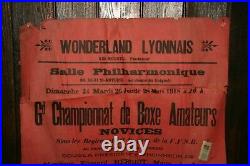 Affiche ancienne championnat de boxe Lyon 1918