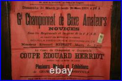 Affiche ancienne championnat de boxe Lyon 1918