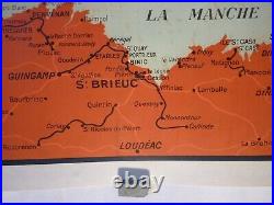 Affiche ancienne chemin de fer Bretagne côtes du nord Geo Dorival 1911 entoilée