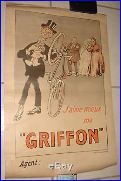Affiche ancienne cycle Griffon, vélo cycles