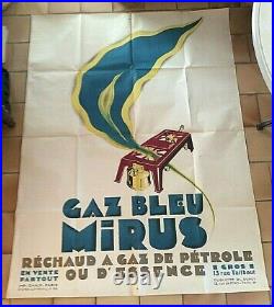 Affiche ancienne de PUB Gaz bleu Mirus Circa 1930