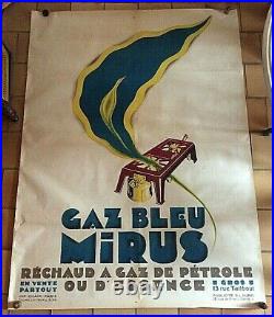 Affiche ancienne de PUB Gaz bleu Mirus Circa 1930