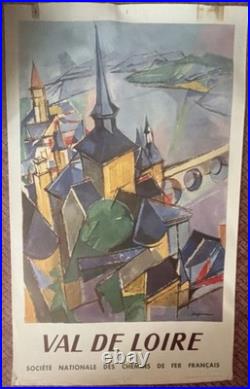 Affiche ancienne de voyage SNCF Val de Loire / Lithographie vintage