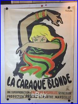 Affiche ancienne la Caraque Blonde Marseille Fond Blanc