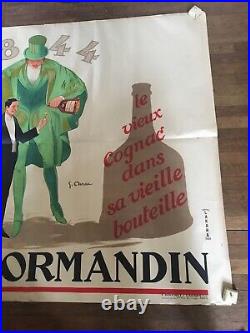 Affiche ancienne lithographique vintage poster Cognac Normandin 120 X 150