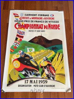 Affiche ancienne, moto, affiche originale, affiche, original Motocycle/Auvergne
